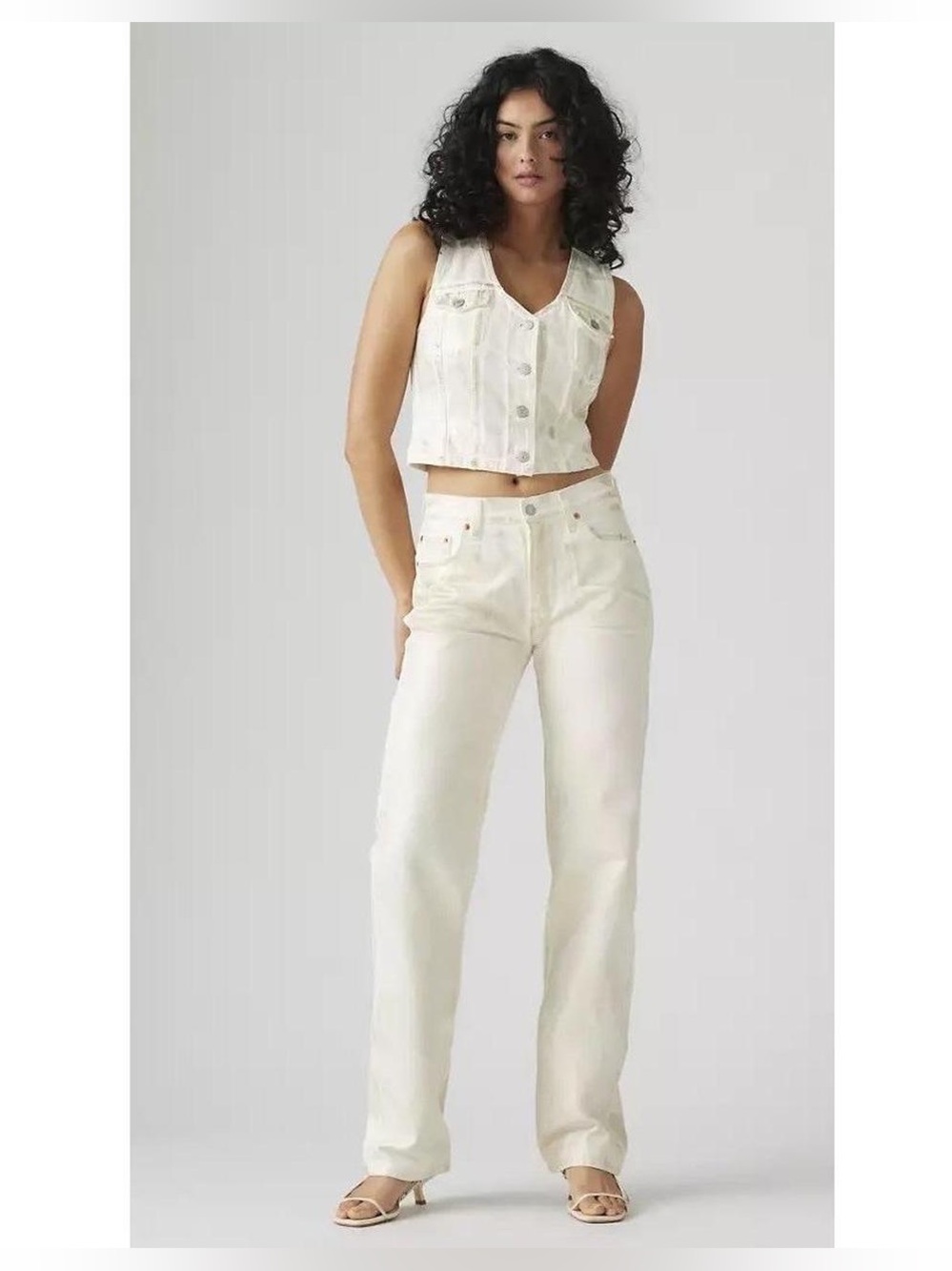 Levi's Premium 501 90s Luminaria Metallic Coated Gold White Jeans